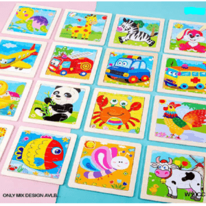 Kids Jigsaw Wooden Puzzle game of 9 blocks 11 x11 cm Frame Block Recognition and Placement Identification Best Return Gift pack of 2