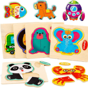 Kids Wooden Puzzles, Animals, Cars with Name Learning Educational Toys Best Gift Pack of 2