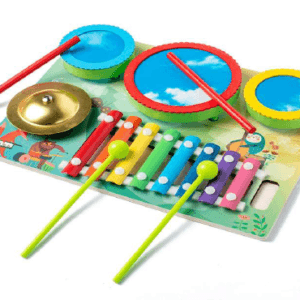Wooden Musical Toy: Drum Set and Zither in One Perfect for Babies and Toddlers Music Lovers Hand-Eye Coordination Early learning Best Gift