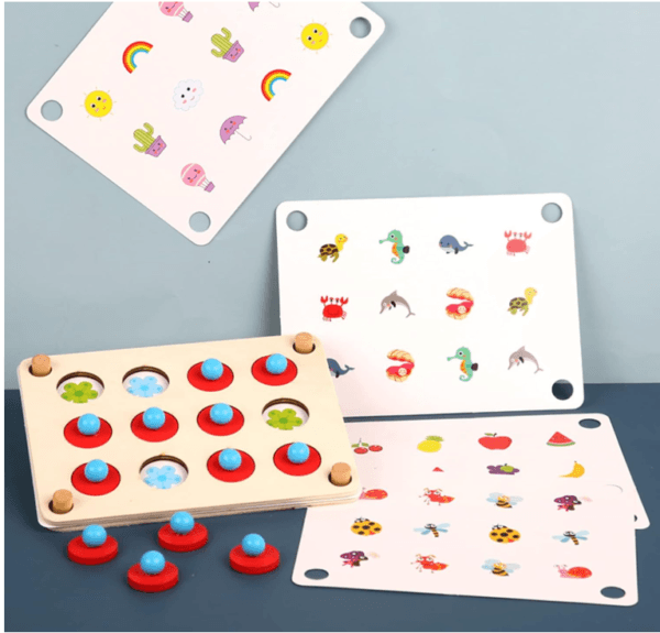 Wooden Memory Chess New Ector Matching Memory Game Shapes, Animals, Fruits, Cars, Numbers - Image 4
