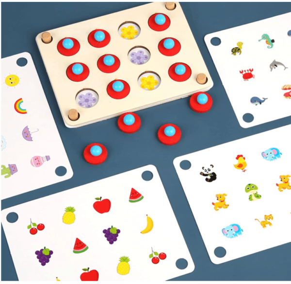 Wooden Memory Chess New Ector Matching Memory Game Shapes, Animals, Fruits, Cars, Numbers - Image 5