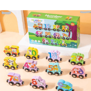 Wooden Magnetic Number Train Set Jungle Animal Theme
