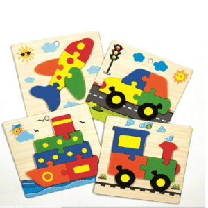 Wooden Plated Transportation Foam Jigsaw Puzzle Pack of 2