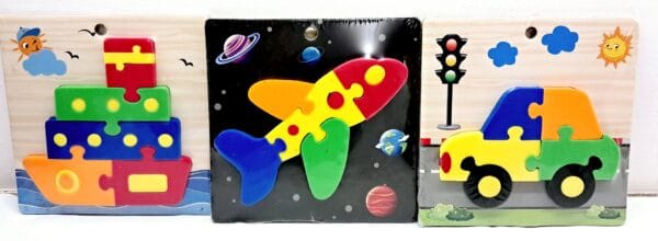 Wooden Plated Transportation Foam Jigsaw Puzzle Pack of 2 - Image 2