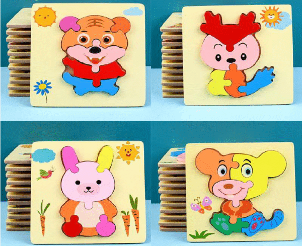 Wooden Printed Cartoon Puzzle 15x15cm Random selection - Image 2