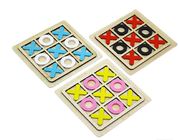 Wooden Board Game XO Tic Tac Toe Developing Brain Intelligent Educational Toys Interactive Game