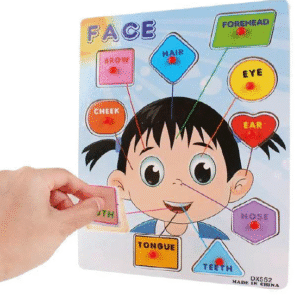 Wooden Face Education board learning with shapes and color (size 30x22cm)