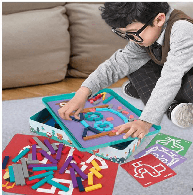 Wooden Block Puzzle with 24 cards - Image 2