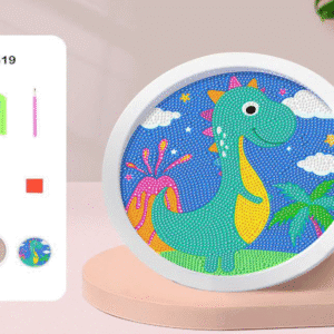 Diamond painting kit for Age 5+ includes Stick Cloth, Colorful Diamonds, Diamond holder and placer, Frame