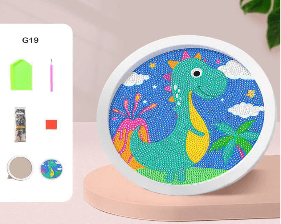 Diamond painting kit for Age 5+ includes Stick Cloth, Colorful Diamonds, Diamond holder and placer, Frame