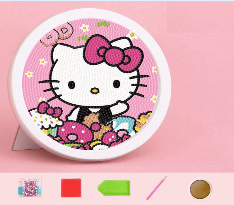 Diamond painting kit for Age 5+ includes Stick Cloth, Colorful Diamonds, Diamond holder and placer, Frame - Image 2