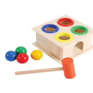 Wooden four Colorful balls with Hammer Pounding bench Educational toy