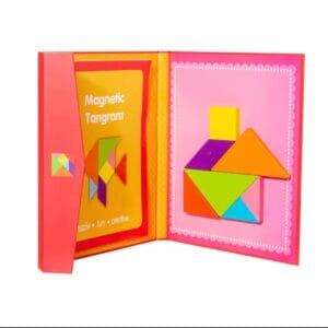 Travel Friendly Wooden Magnetic Tangram with Puzzle book attached