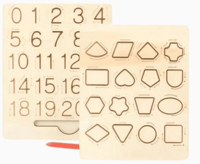 Wooden tracking boards Alphabet capital and small letters; Numbers 0-20 and shapes; Ideal for handwriting improvements - Image 12