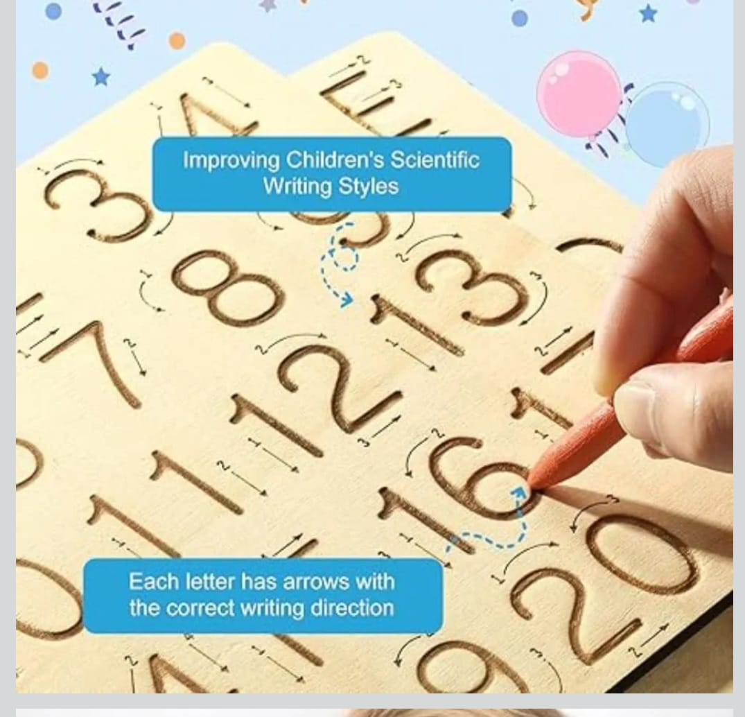 Wooden tracking boards Alphabet capital and small letters; Numbers 0-20 and shapes; Ideal for handwriting improvements - Image 10