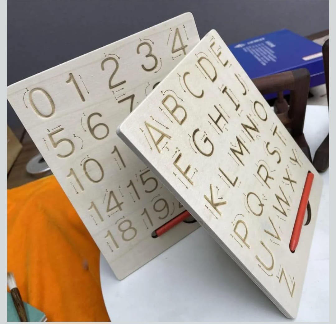 Wooden tracking boards Alphabet capital and small letters; Numbers 0-20 and shapes; Ideal for handwriting improvements - Image 7