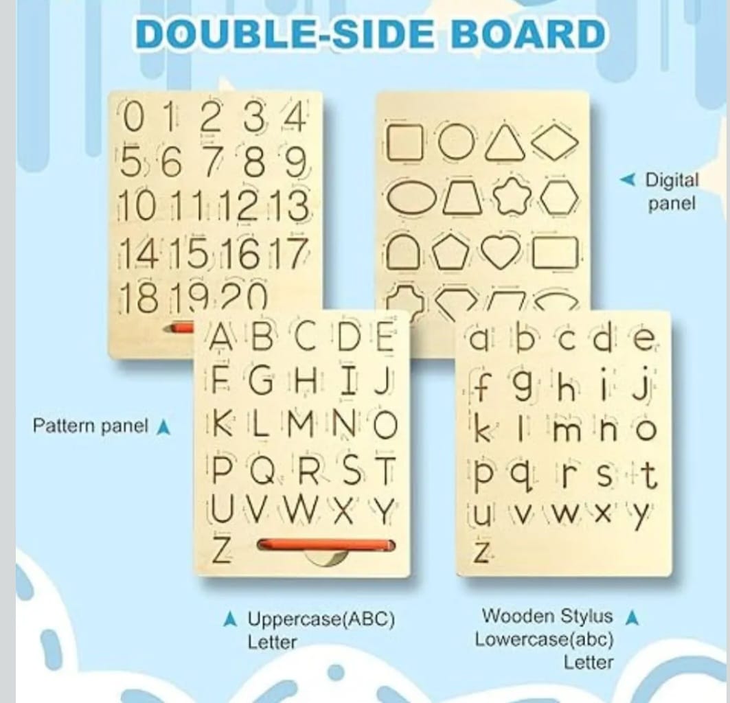 Wooden tracking boards Alphabet capital and small letters; Numbers 0-20 and shapes; Ideal for handwriting improvements - Image 6