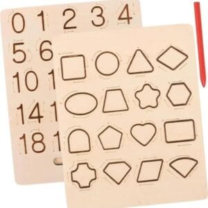 Wooden double sided tracing board Numbers 0-20 and shapes