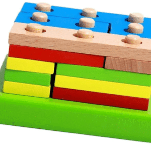 Wooden Assemble Geometry Intelligence Box (9 Pillar 15 x Blocks)