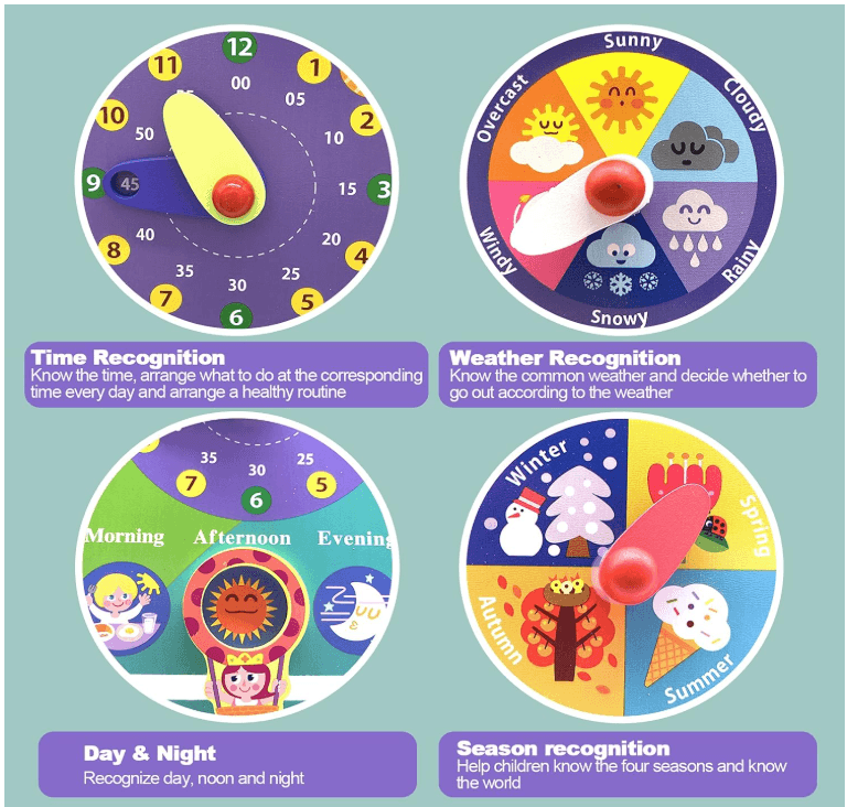 Wooden Lion Calendar Clock with Days, Week, Months, Season, Weather, Time, Date and Time - Image 2