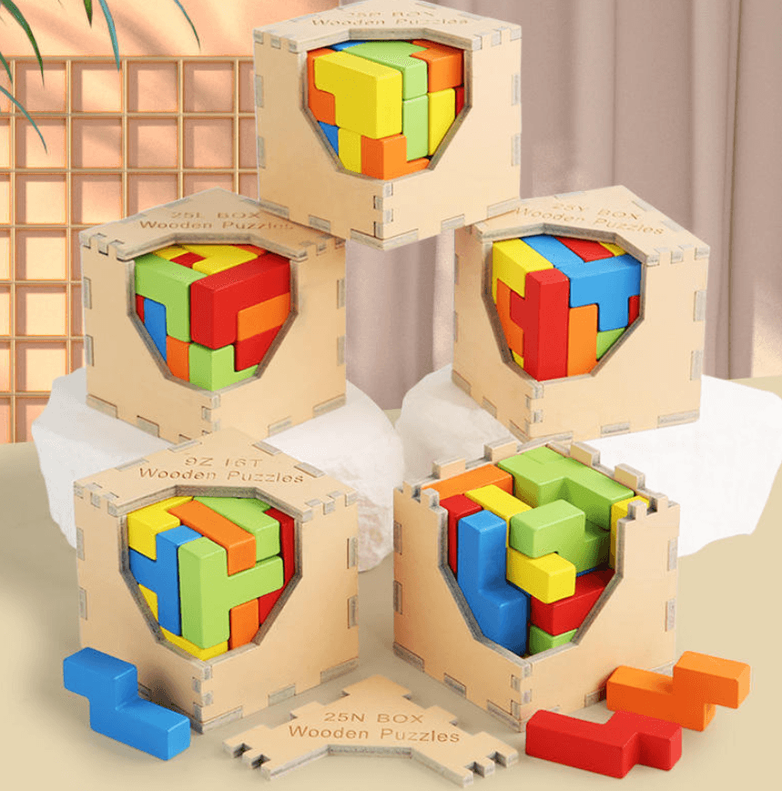 Wooden Colorful Box Puzzle 25Pc